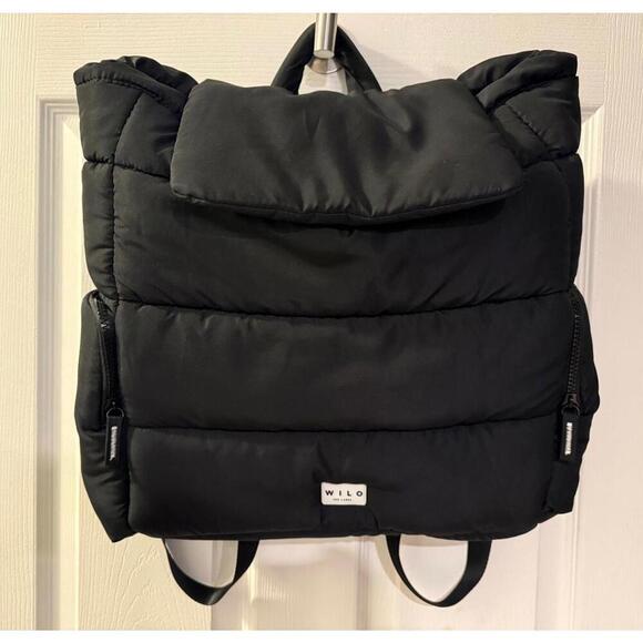 Wilo the Label Handbags - Wilo the Label Black Puffer Drawstring Backpack